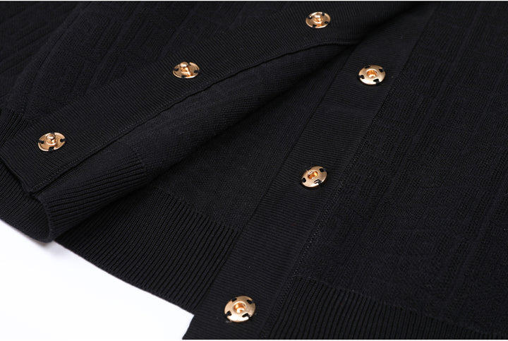 knitted two-piece dress set with logo pattern – CAMILA