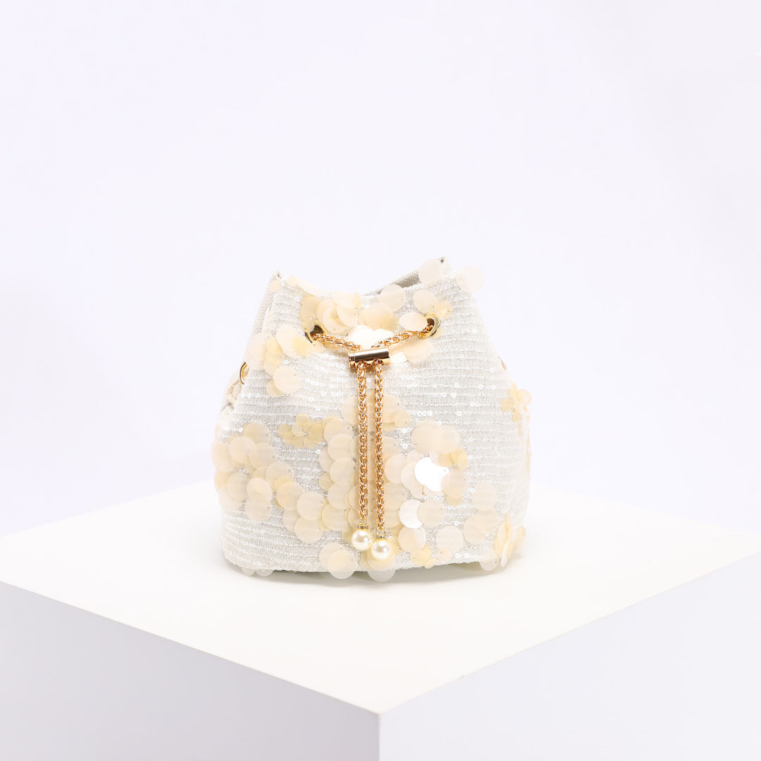 floral sequin bucket bag with chain strap – AMELIRE