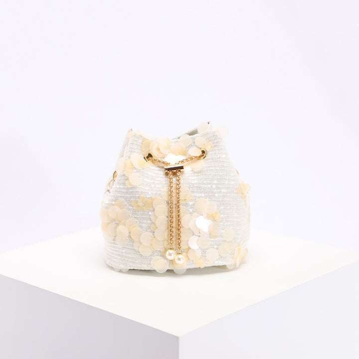 floral sequin bucket bag with chain strap – AMELIRE