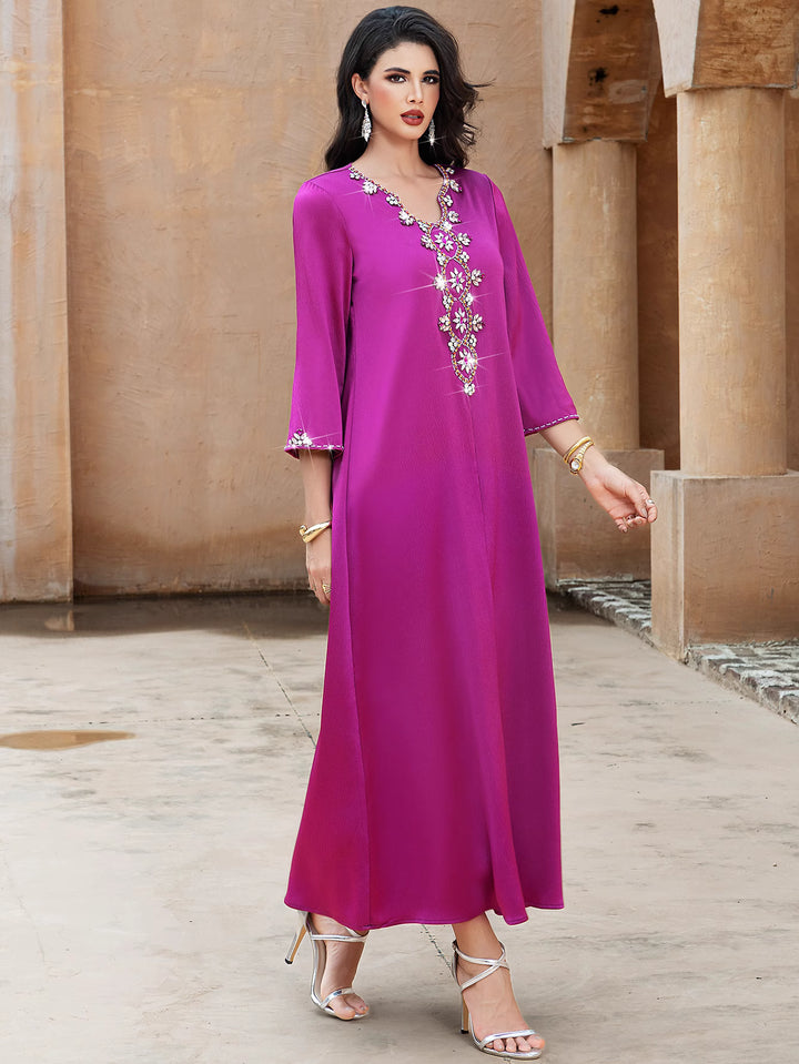 embellished A-line dress with flared sleeves - DALIXA