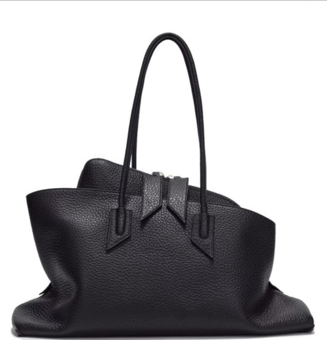 Structured suede tote bag with top handles – GEDOO