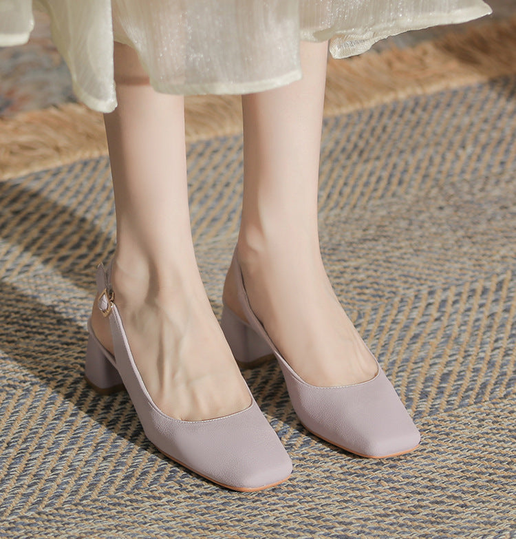 slingback block heels with square toe – AURARTU