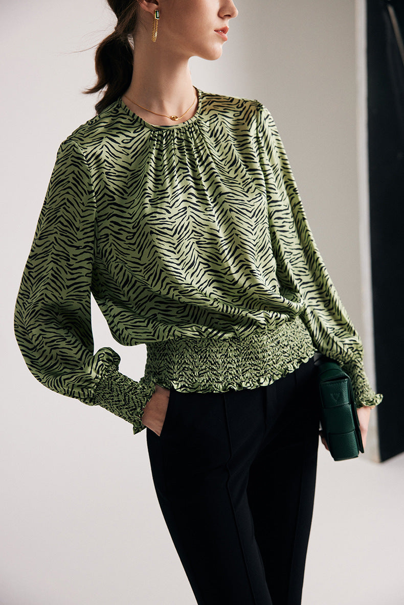 Zebra-Print Smocked Hem Blouse – LIRA