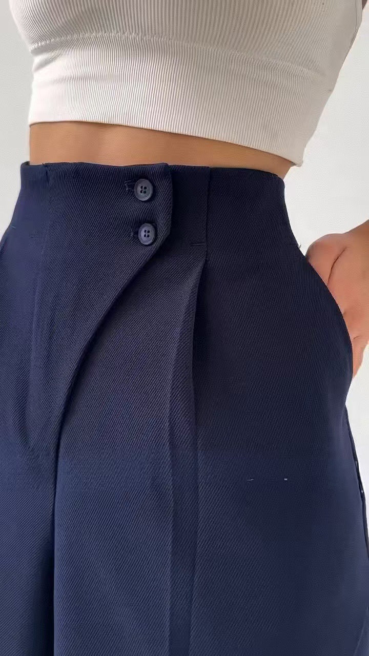 High-Waist Wide-Leg Tailored Pants – MOCHA