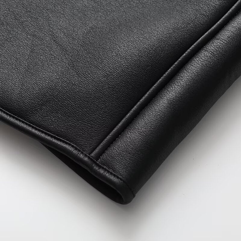 zip-front faux leather shearling jacket – ANOUR