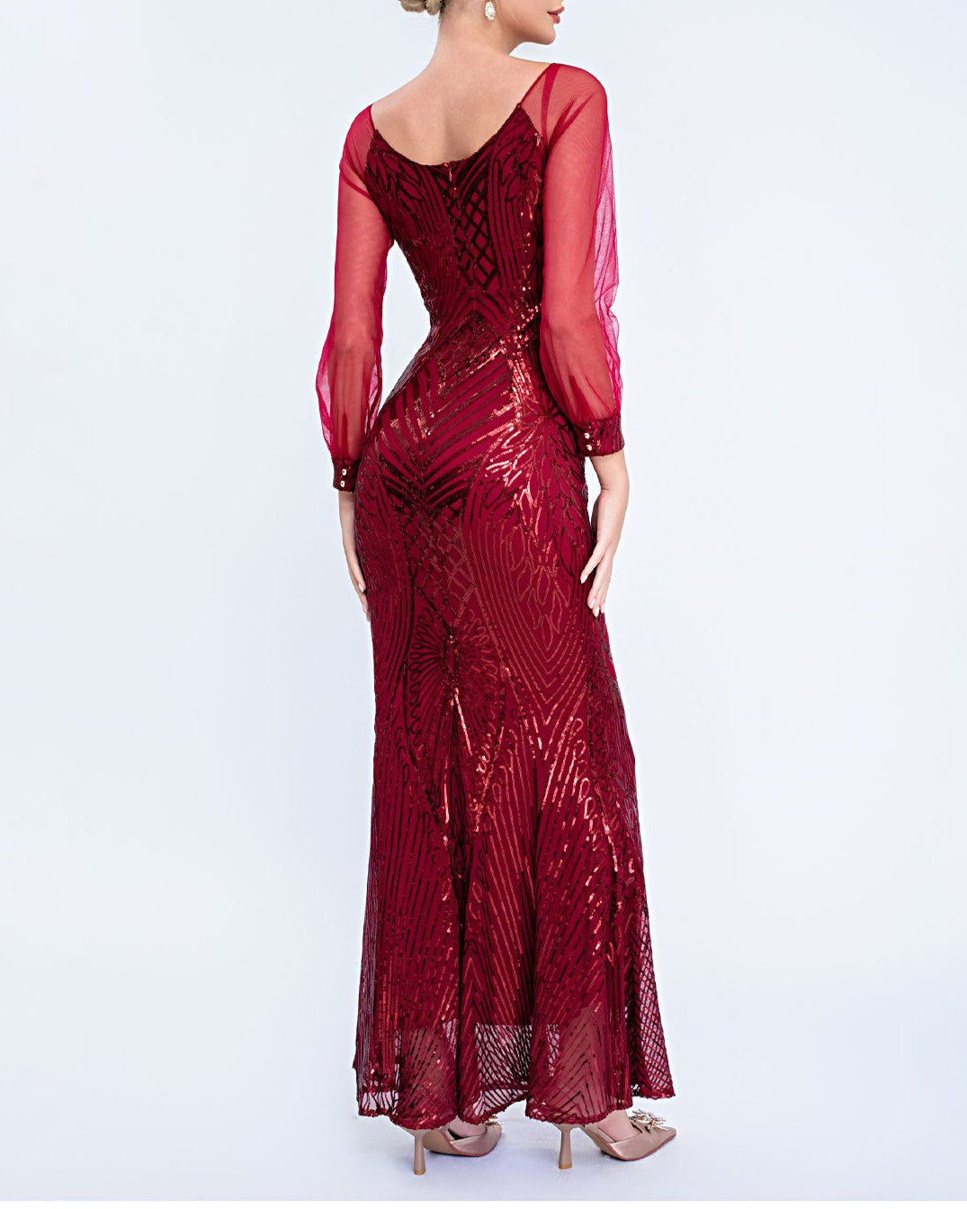 Geplooide top met uitlopende mouwen en maxi-rok set met tailleband – Rosiny 