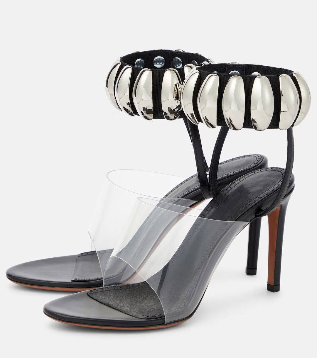 plexi-strap heels with metallic cuff – NOIR