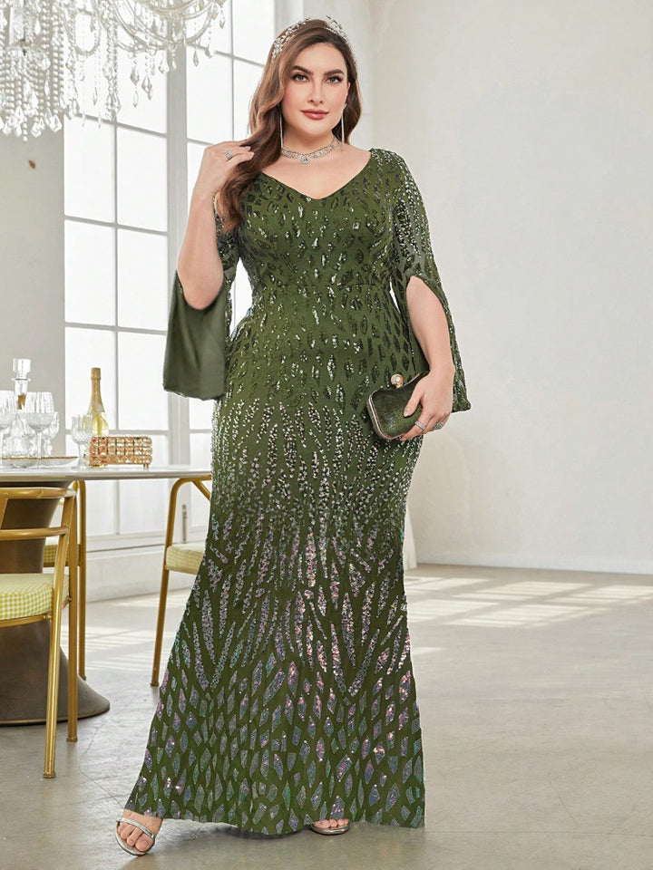 Geplooide top met uitlopende mouwen en maxi-rok set met tailleband – Rosiny 