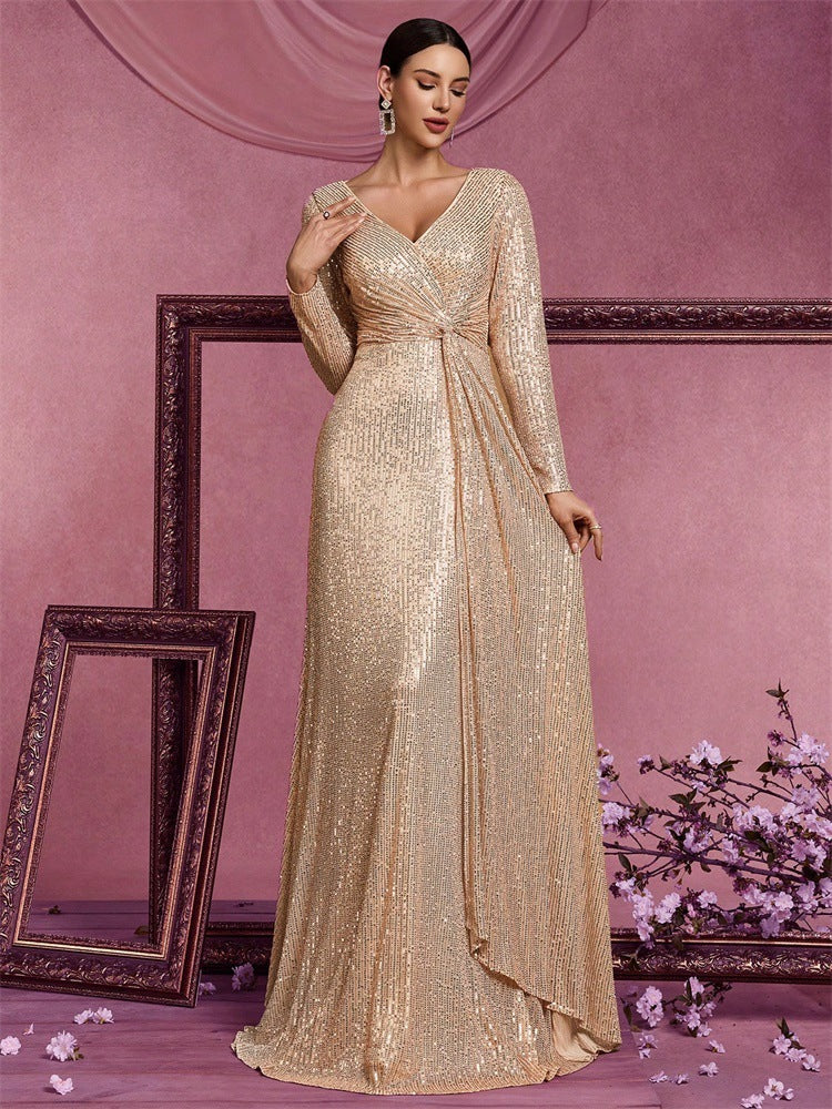 Geplooide top met uitlopende mouwen en maxi-rok set met tailleband – Rosiny 