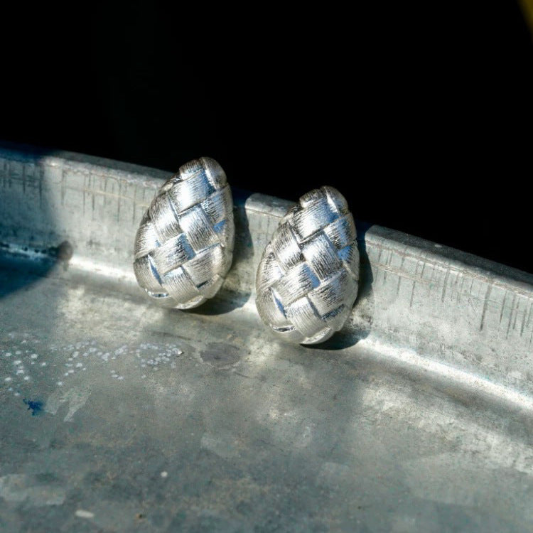 أقراط على شكل دمعة بنسيج منسوج - أوريانزو