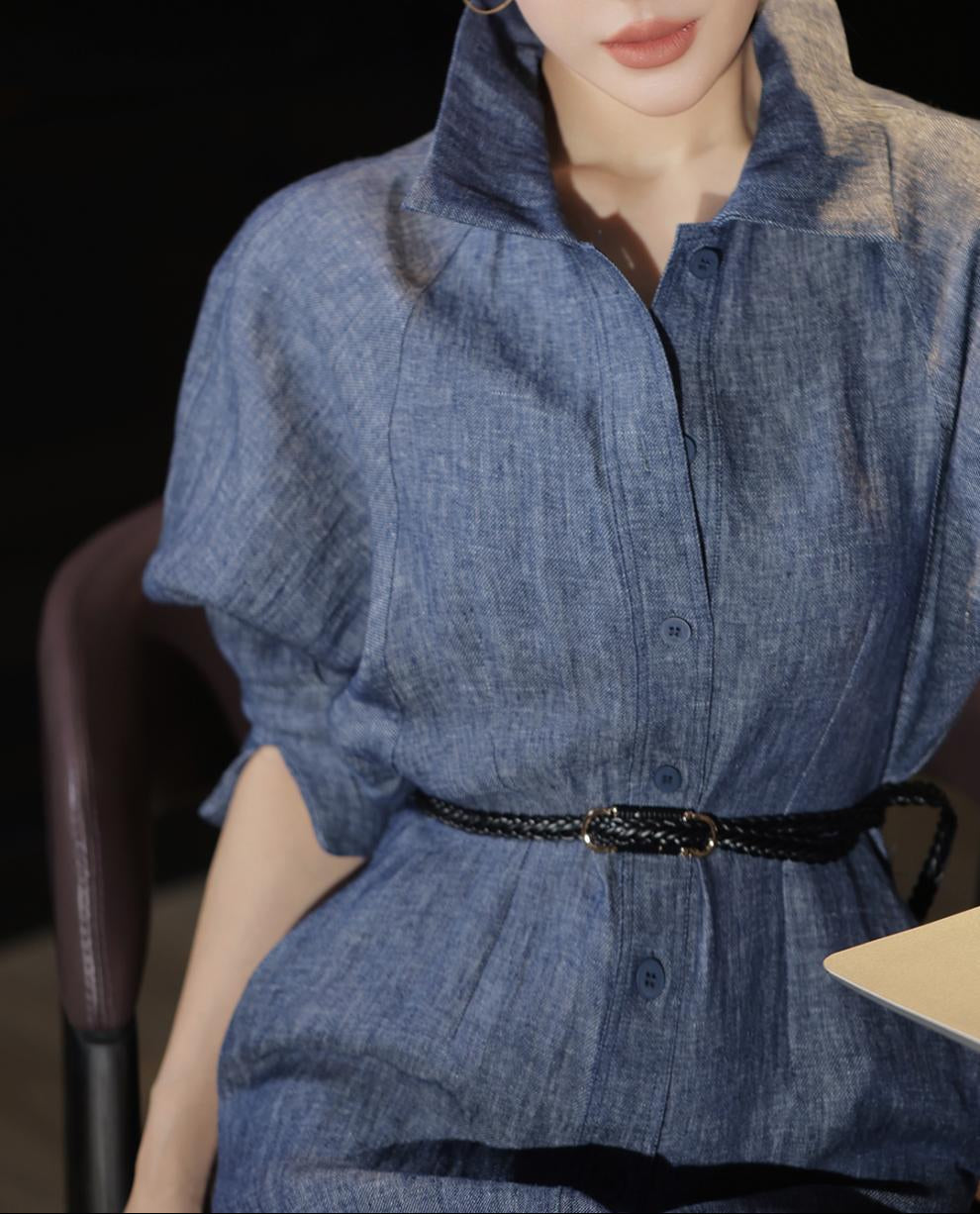 denim shirt dress with belted waist – JAZZ