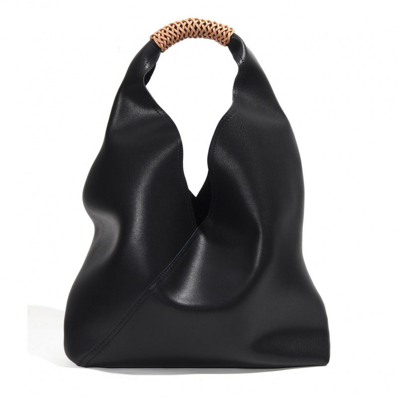 leather sculpted hobo bag with braided top handle – NYRA