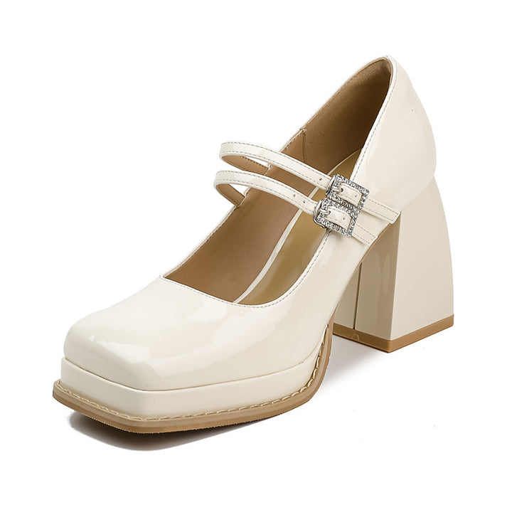 حذاء بكعب سميك وحزام مزدوج – مايفر