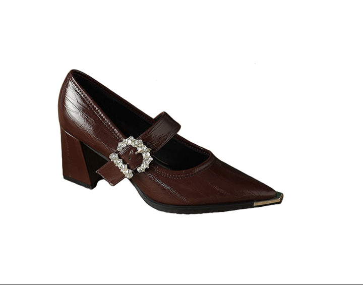 pointed-toe block heels with crystal buckle - VIVIANDA