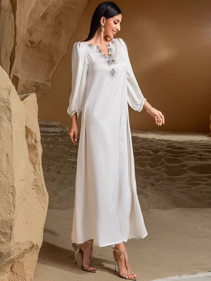 Elegant Long Sleeve Maxi Dress with Waist Fit – ELARA