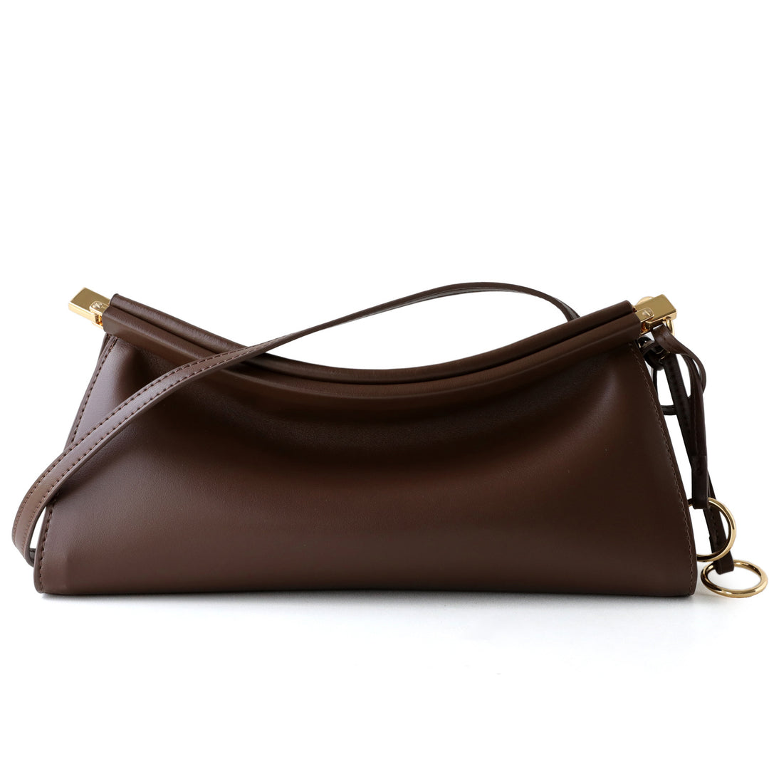 sleek leather shoulder bag with curved silhouette – ZOKSH
