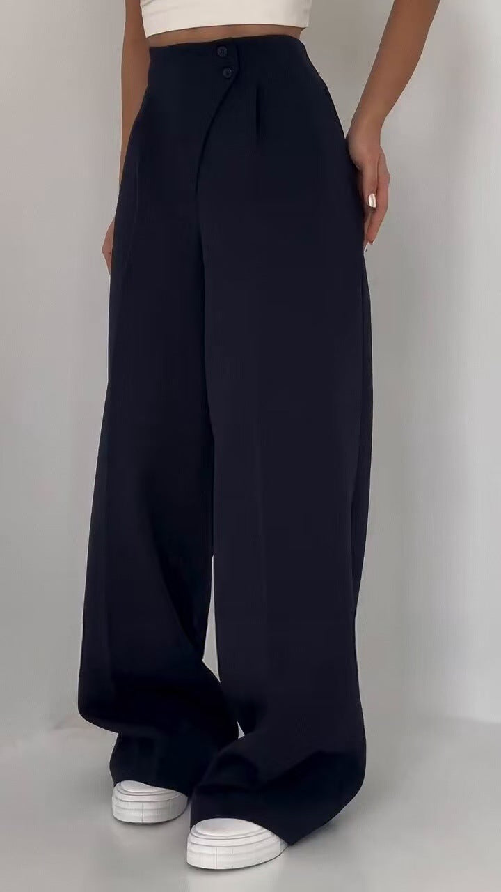 High-Waist Wide-Leg Tailored Pants – MOCHA