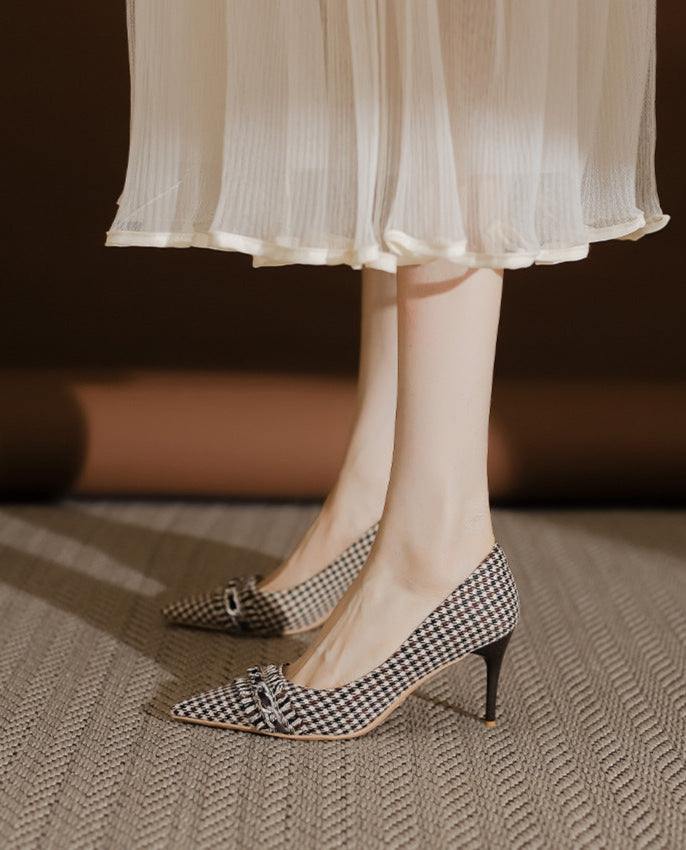 houndstooth pointed-toe pumps with chain detail – VERAQPI