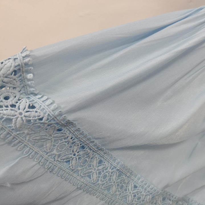 Geplooide top met uitlopende mouwen en maxi-rok set met tailleband – Rosiny 