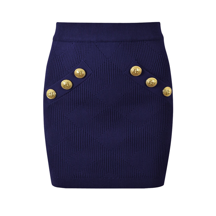 three-piece knit set with gold button detailing – ATHENAZI