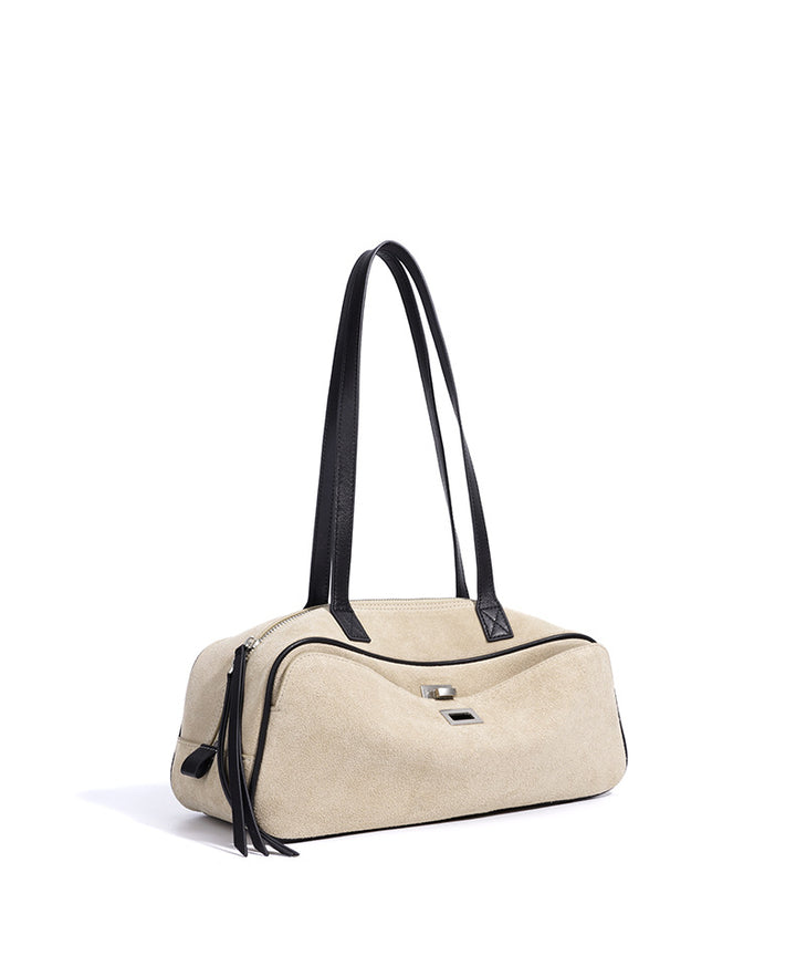 suede shoulder bag with contrast leather straps – SIENNALA