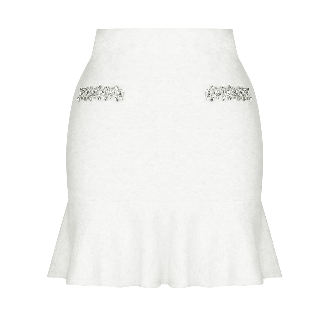 褶皱喇叭袖上衣和高腰裙套装，配腰带 – Rosiny 