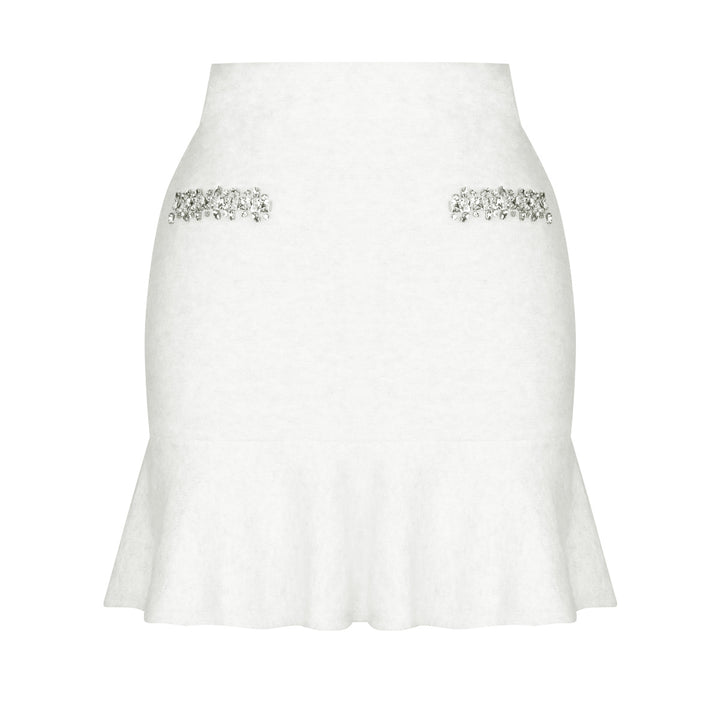 褶皱喇叭袖上衣和高腰裙套装，配腰带 – Rosiny 