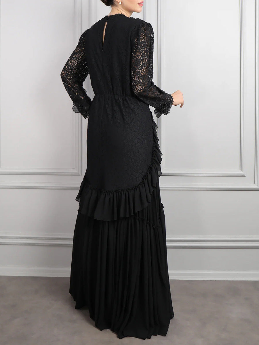 Haut à manches évasées plissées et ensemble jupe longue avec ceinture à la taille – Rosiny 