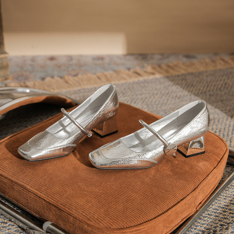 square-toe block heels with slim strap - ARIANRI