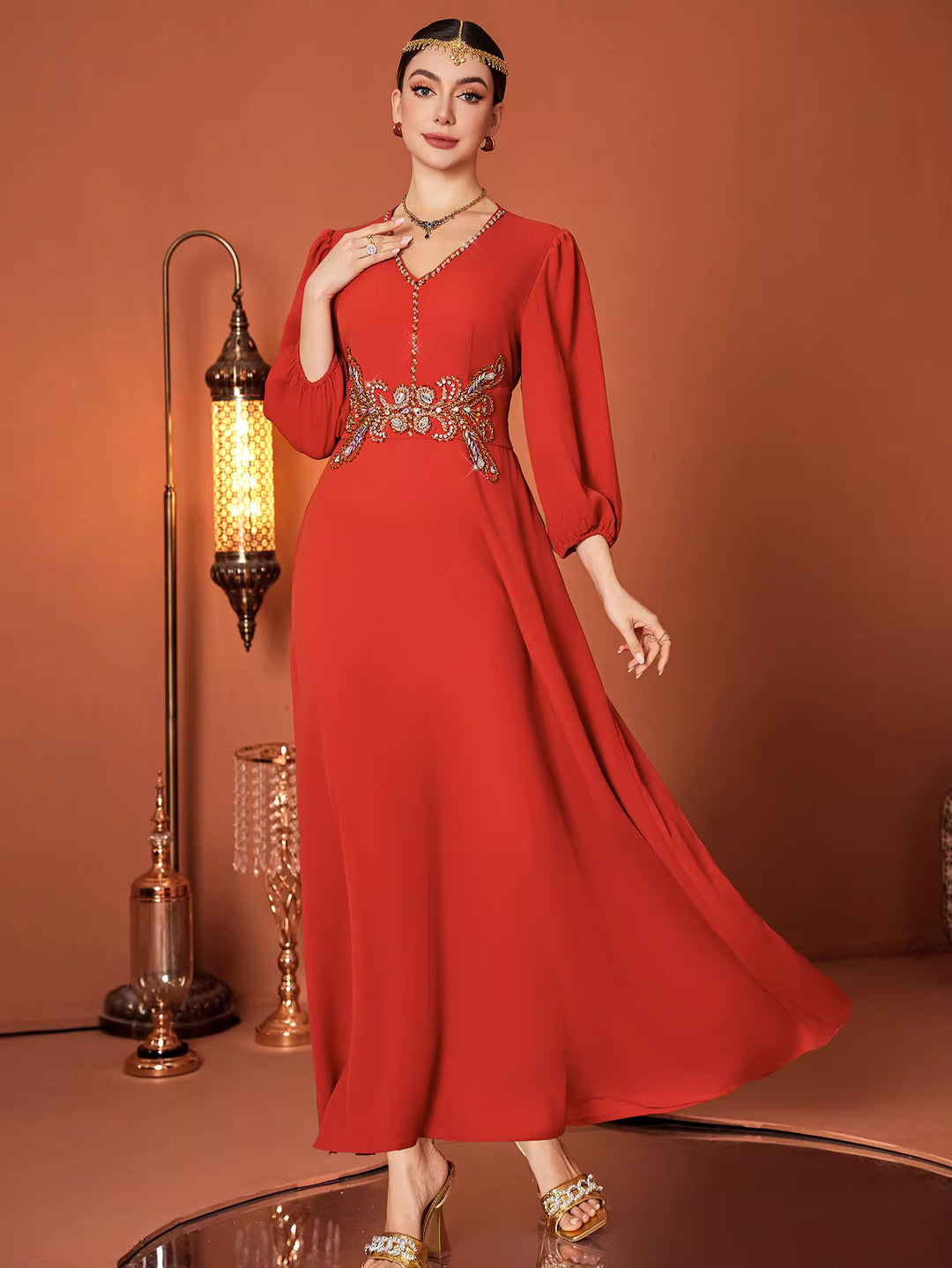 Elegant Long Sleeve Maxi Dress with Soft Draping – AMARA