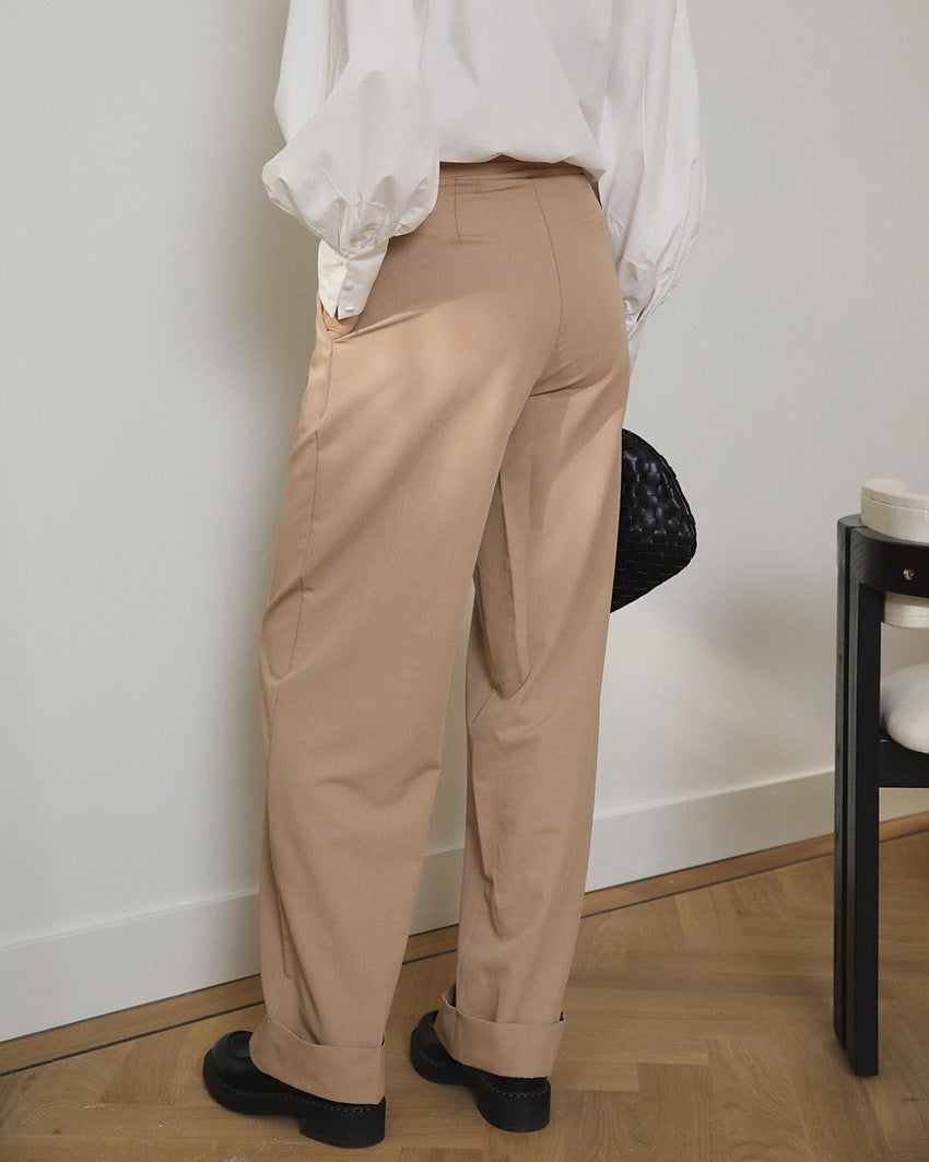 wide-leg tailored pants with high waistband – LUXE