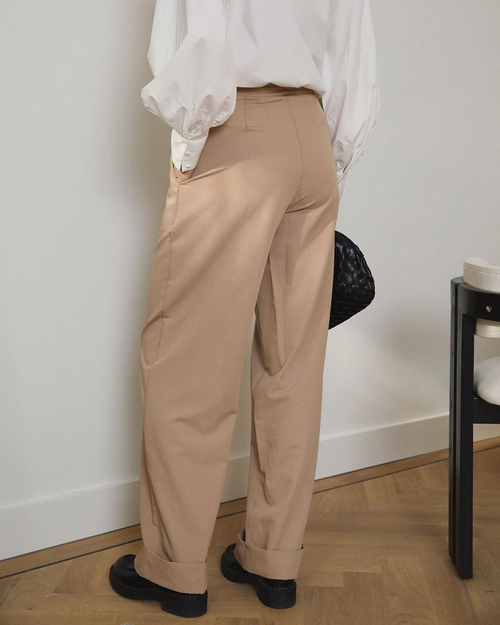 wide-leg tailored pants with high waistband – LUXE