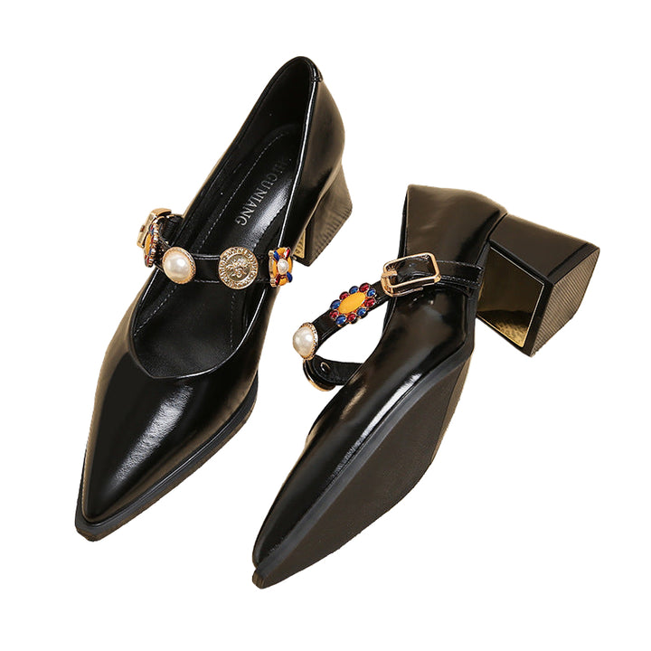 pointed-toe pumps with embellished strap – AURELIANDU