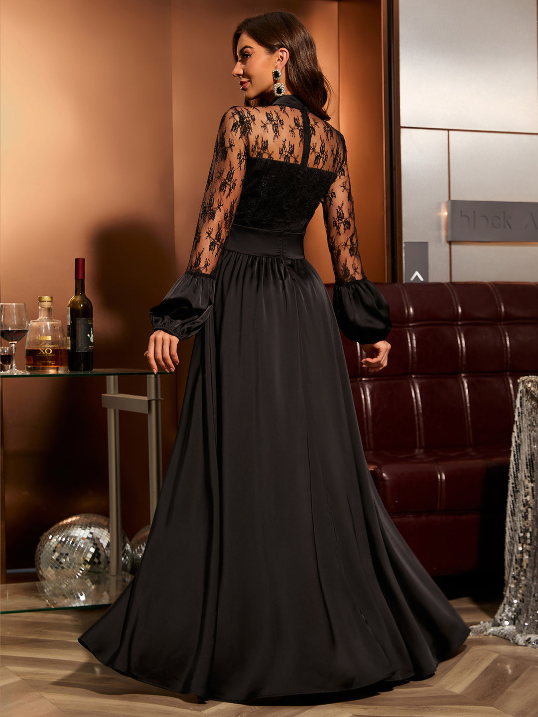 Plissiertes Oberteil mit ausgestellten Ärmeln und Maxirock-Set mit Taillengürtel – Rosiny 