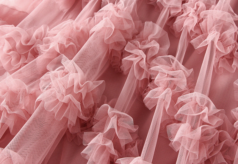 tiered ruffle mesh skirt with high-low hem – AURORA