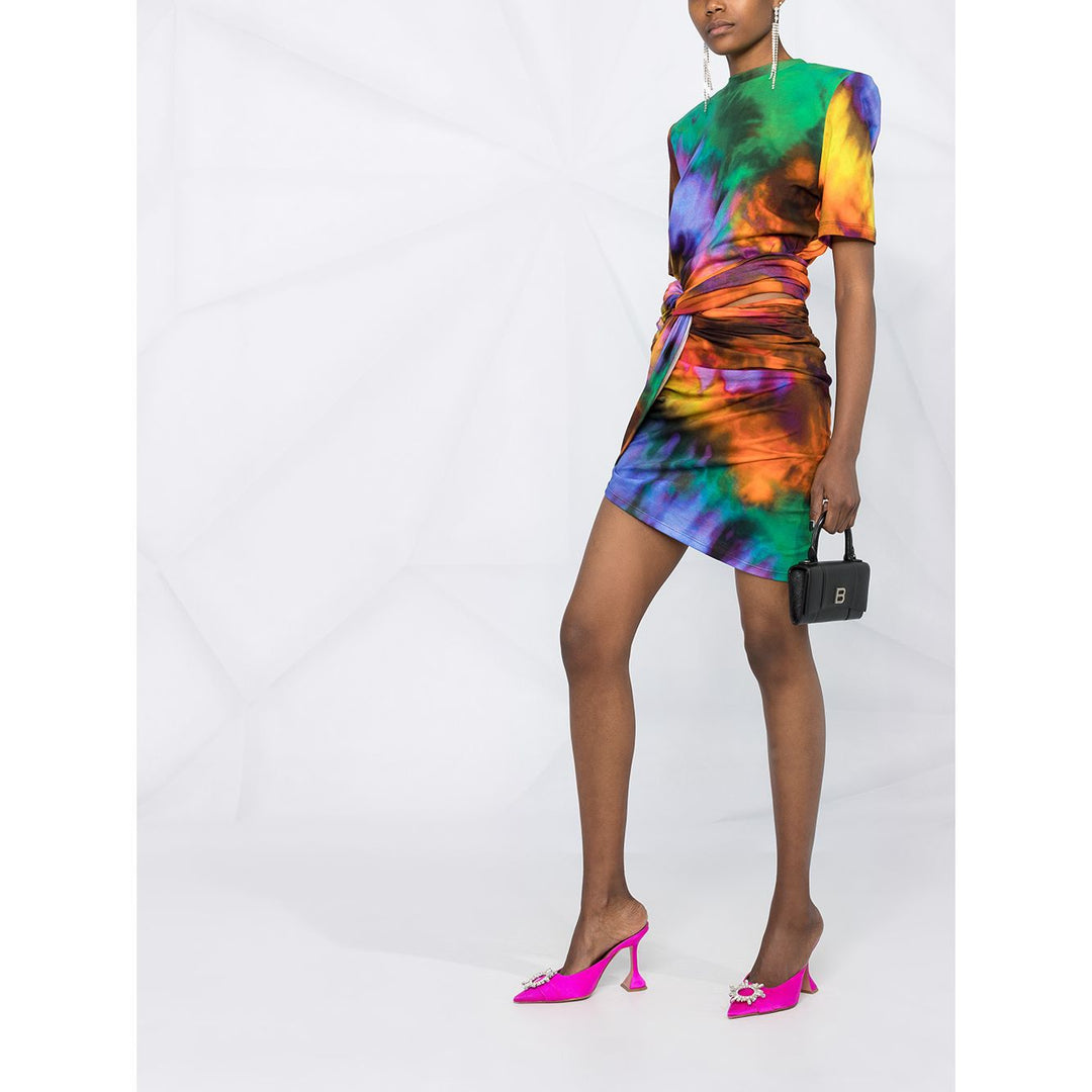 short-sleeve tie-dye top and ruched mini skirt set - ZARUFA
