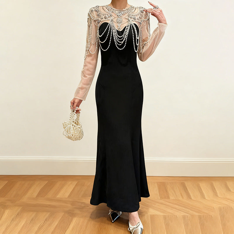 Haut à manches évasées plissées et ensemble jupe longue avec ceinture à la taille – Rosiny 