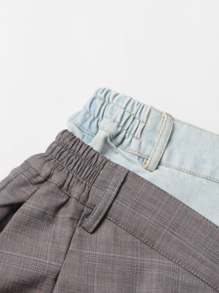 بنطلون أنيق متعدد الطبقات بخصر عالٍ وحزام خصر من الدنيم - كايدن