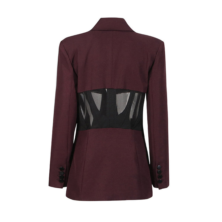 structured blazer with mesh corset panels – VELORA