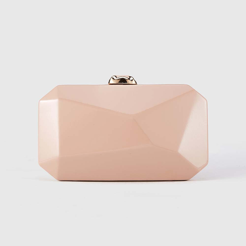 حقيبة يد صغيرة هندسية بلون خمري بتصميم متعدد الأوجه - نبيذي