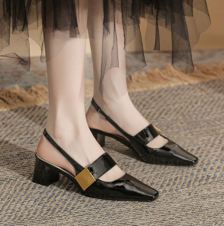 slingback block heels with metallic accent – DARIACTI