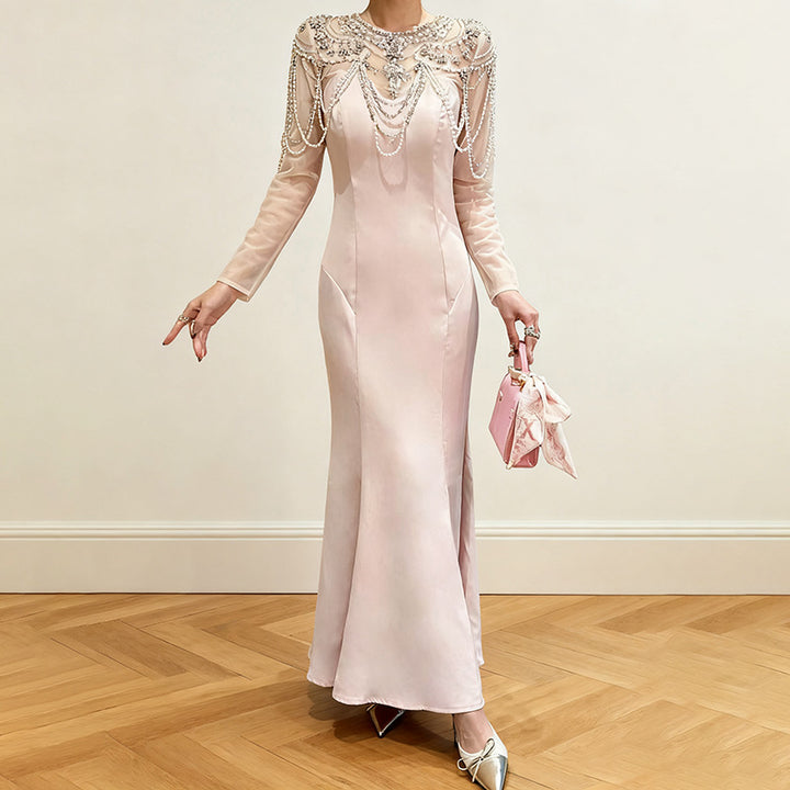 Haut à manches évasées plissées et ensemble jupe longue avec ceinture à la taille – Rosiny 