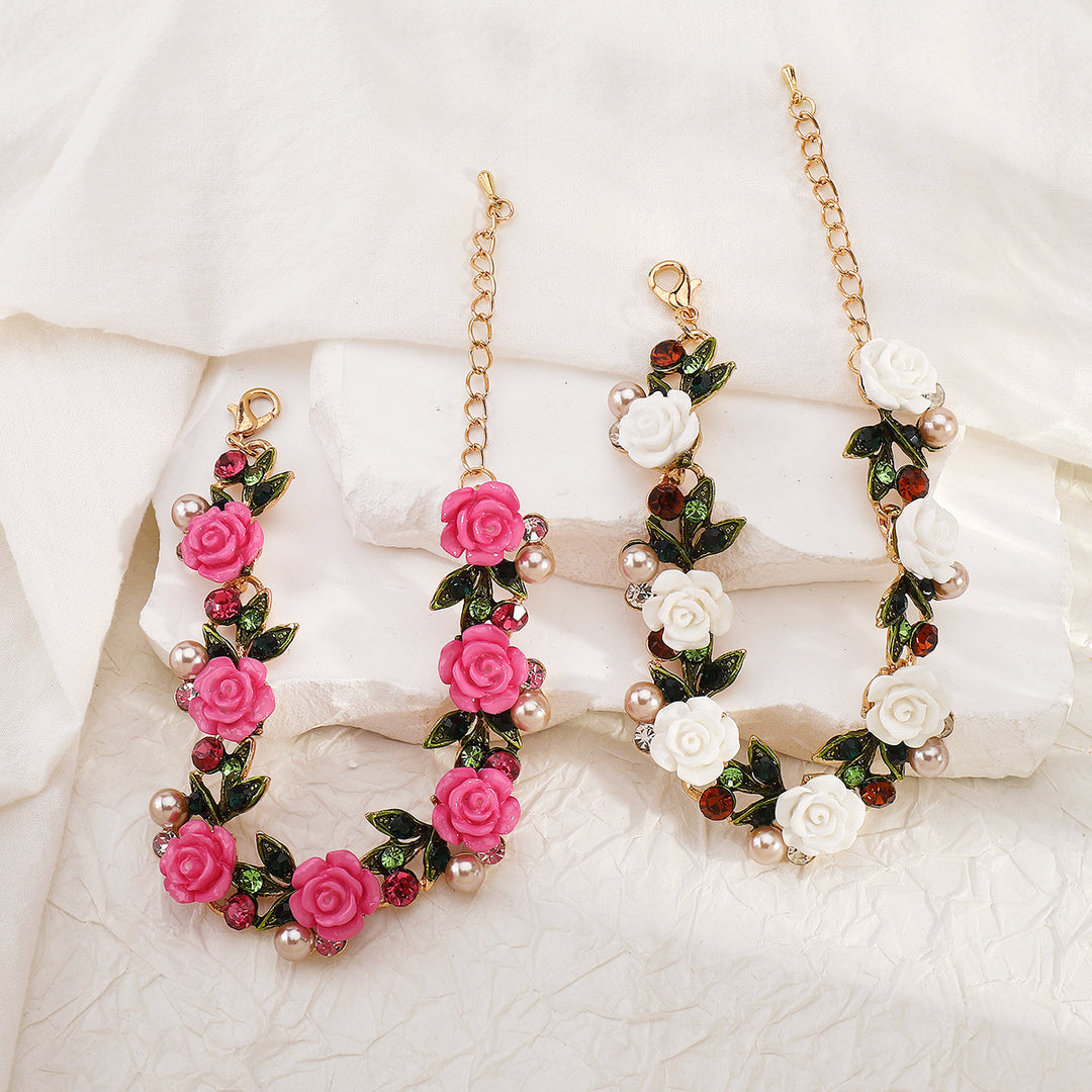 floral resin bracelet with pearl accents - BLOSSOMA