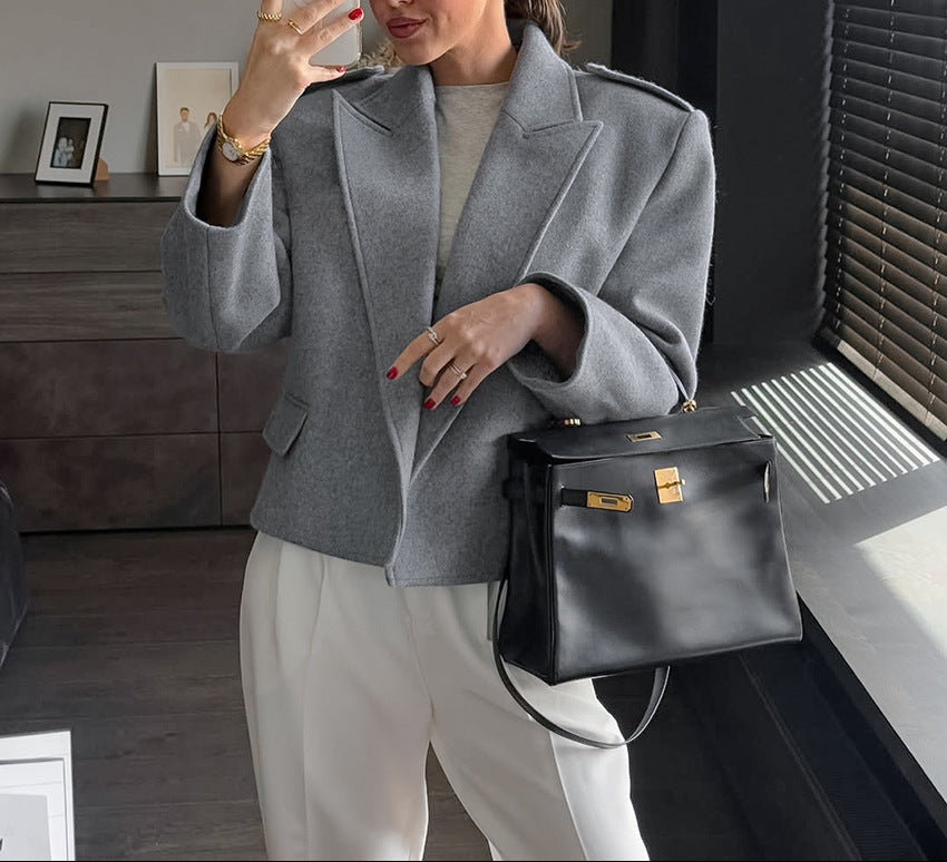 structured wool blazer with sharp shoulders – MADELINE