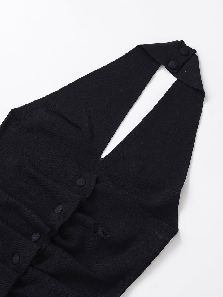 halter-neck tailored vest with open back – VIVA