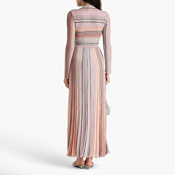 Haut à manches évasées plissées et ensemble jupe longue avec ceinture à la taille – Rosiny 