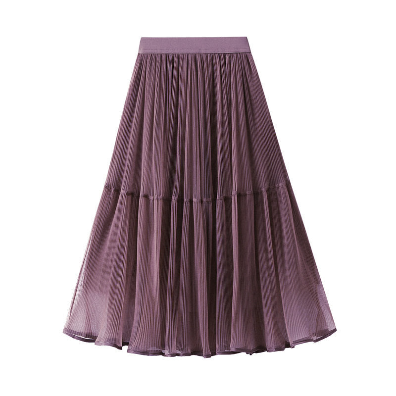 tiered pleated chiffon midi skirt – AUREN