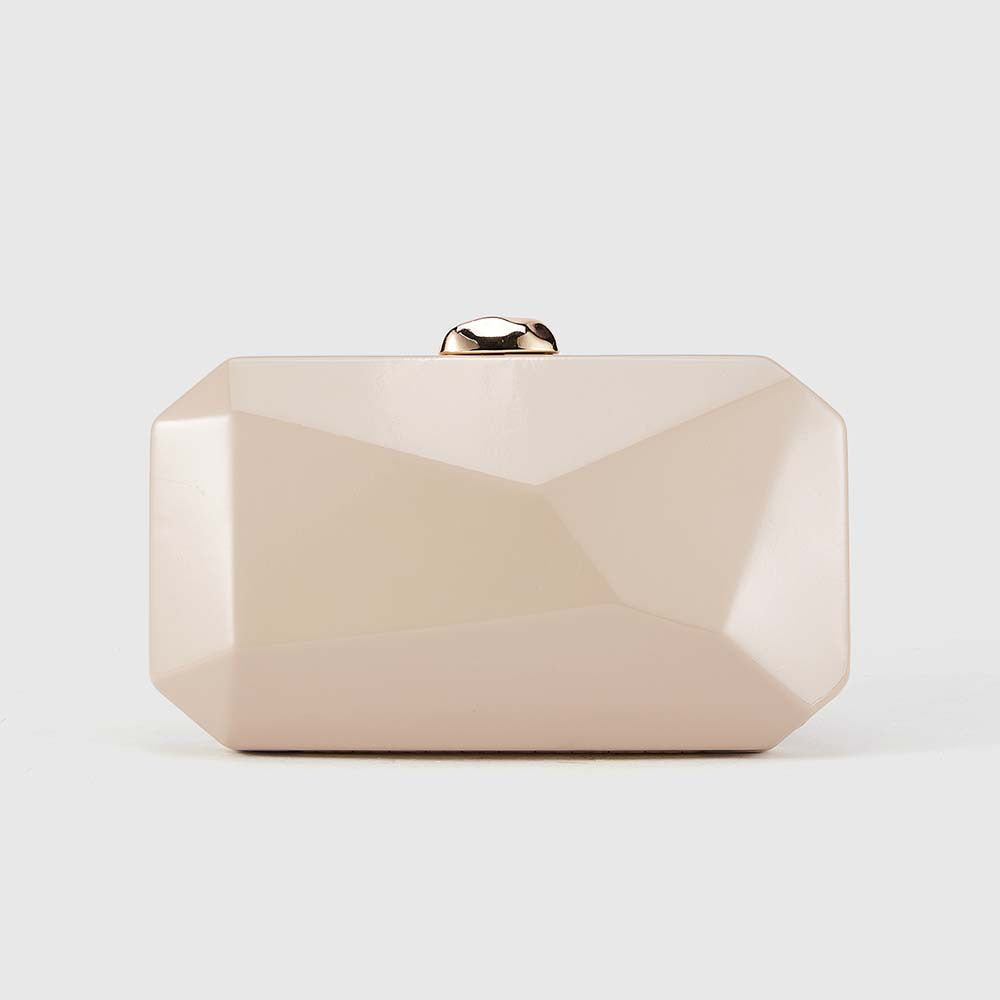 حقيبة يد صغيرة هندسية بلون خمري بتصميم متعدد الأوجه - نبيذي