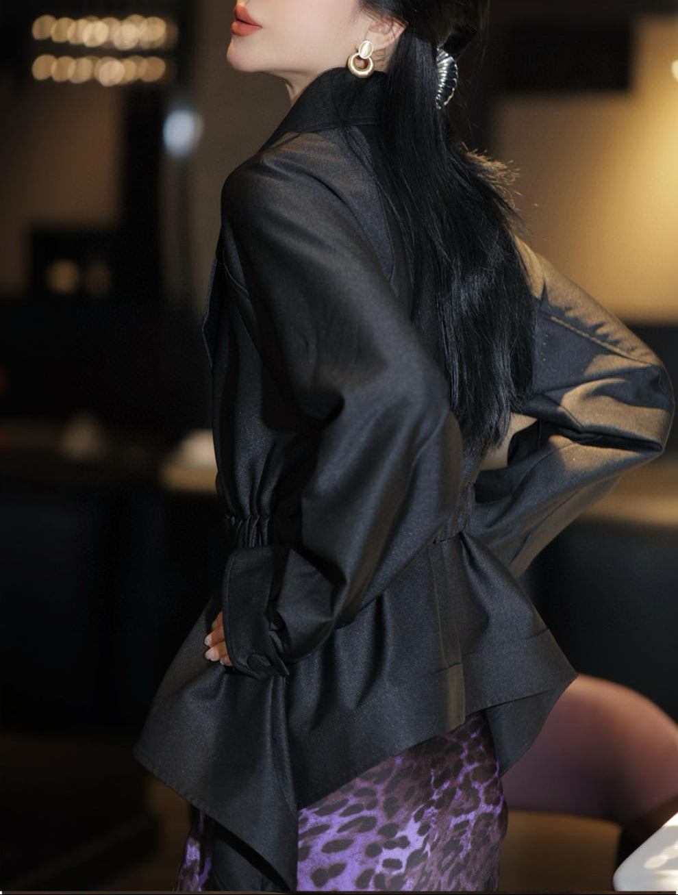 asymmetric belted jacket with wide lapel – VARESSA