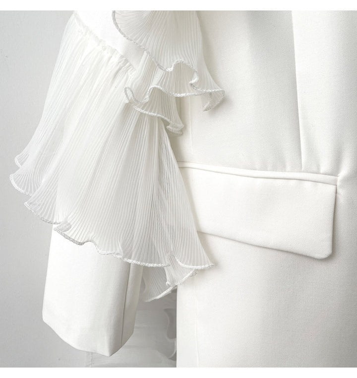 tailored blazer with oversized ruffle sleeve – OPHELIAXIN